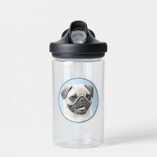 Pug Painting - Cute Original Dog Art Water Bottle