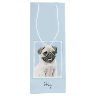 Pug Painting - Cute Original Dog Art Wine Gift Bag