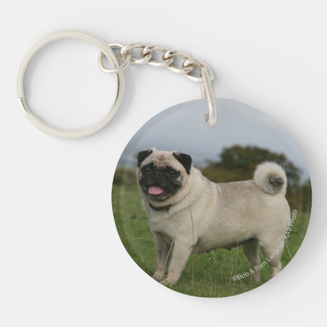Pug Panting Key Ring (Front)