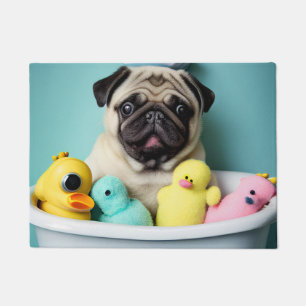 Pug Paradise: A Bathing Beauty in the Tub Doormat