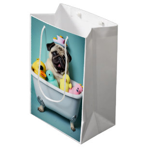 Pug Paradise: A Bathing Beauty in the Tub Medium Gift Bag