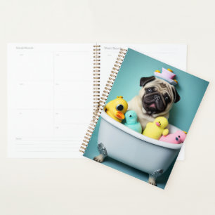 Pug Paradise: A Bathing Beauty in the Tub Planner
