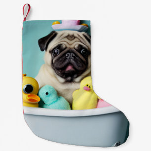 Pug Paradise: A Bathing Beauty in the Tub Small Christmas Stocking