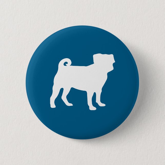 Pug Party Blue Theme Celebration 6 Cm Round Badge (Front)