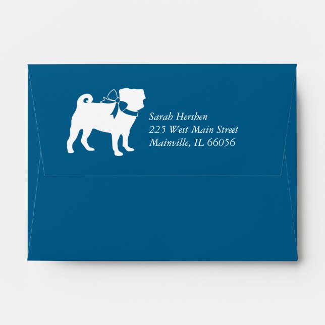Pug Party Blue Theme Celebration Envelope (Back (Top Flap))