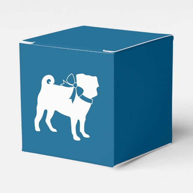 Pug Party Blue Theme Celebration Favour Box (Front Side)