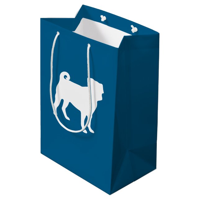 Pug Party Blue Theme Celebration Medium Gift Bag (Back Angled)