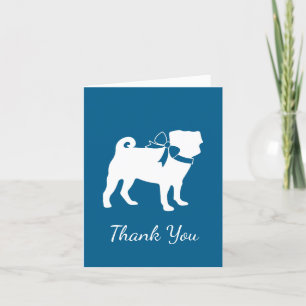 Pug Party Blue Theme Celebration Thank You Card