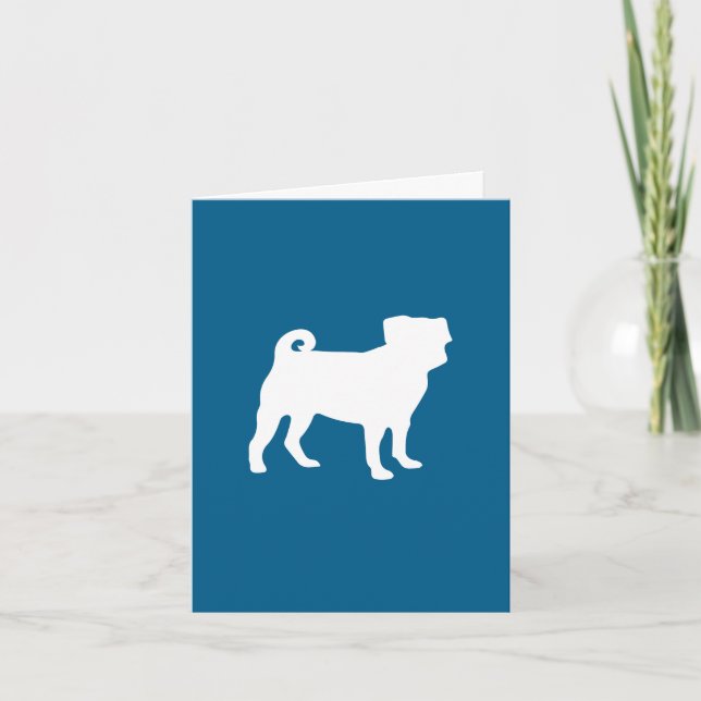 Pug Party Blue Theme Celebration Thank You Card (Front)