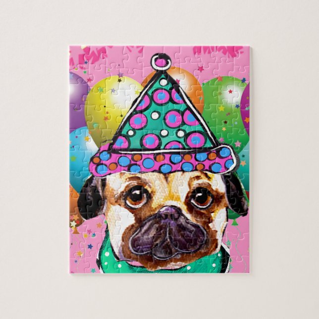 Pug Party Dog Jigsaw Puzzle (Vertical)