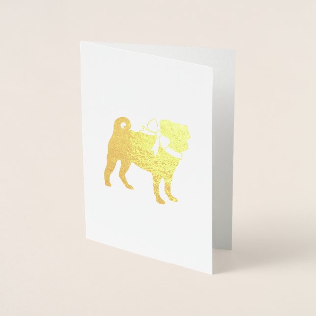 Pug Party Theme - Gold Foil Card (Front)