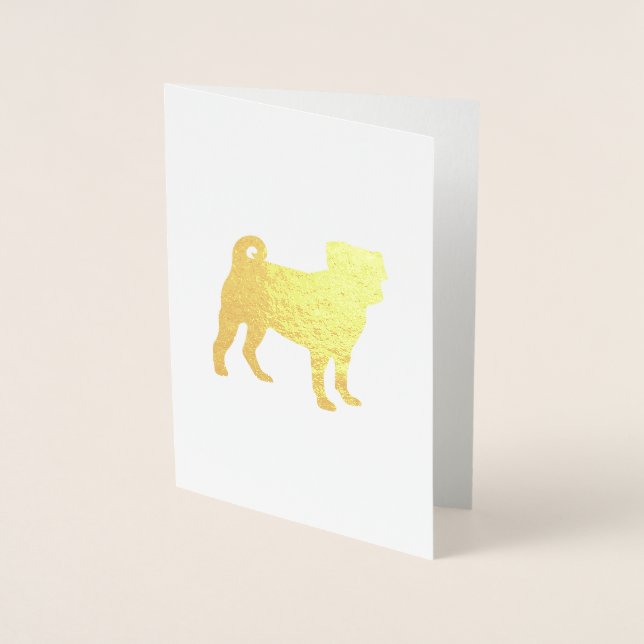 Pug Party Theme - Gold Foil Card (Front)