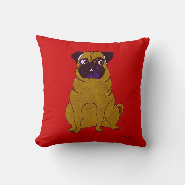 Pug Patrick American MoJo Pillow (Front)