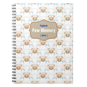 Pug Pattern brown blue Notebook