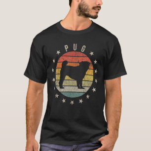 Pug Paw Vintage Retro Dad Mum Women Pet T-Shirt