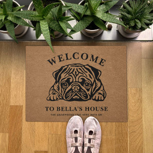 Pug Personalised Dog Lover Family  Doormat
