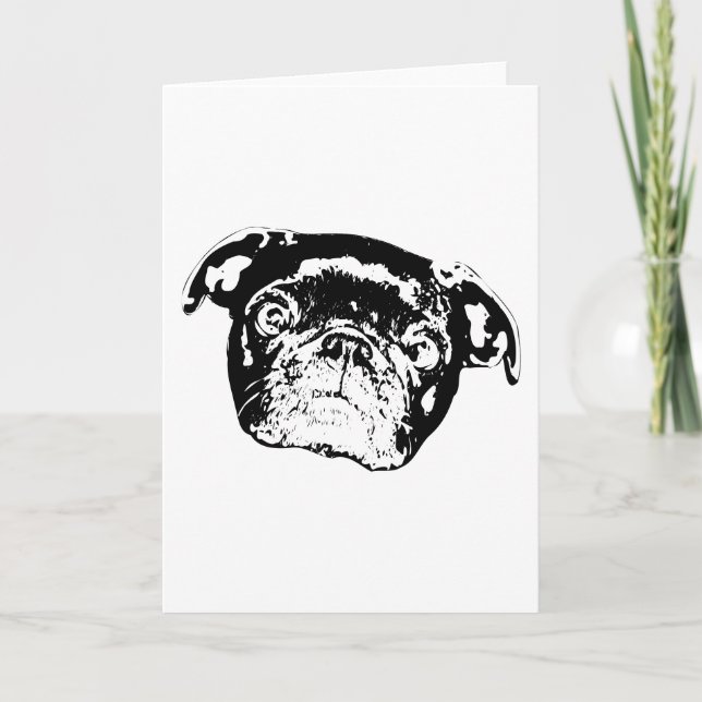 Pug Personality Festive Note Card (Front)