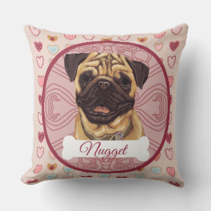 Pug Personalize Valentine Pillow
