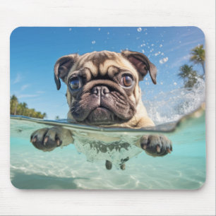 Pug Pet Dog Animal Fun Playing Water Out Mouse Mat