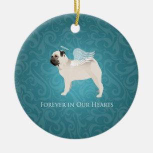 Pug Pet Memorial - Pug Angel Ceramic Tree Decoration