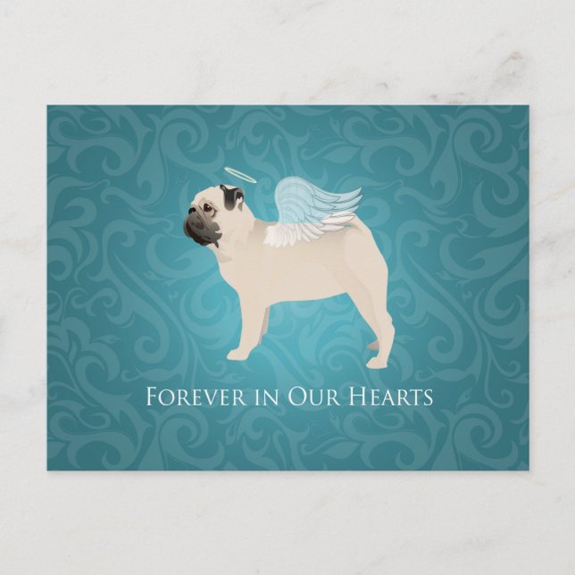 Pug Pet Memorial - Pug Angel Postcard (Front)