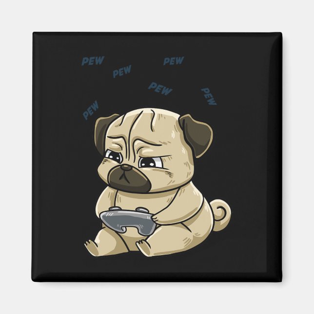 Pug Pew Gamepad Cute Hob  Magnet (Front)