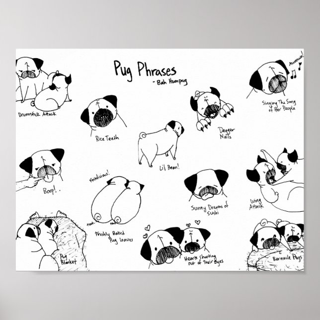 Pug Phrases Poster (Front)