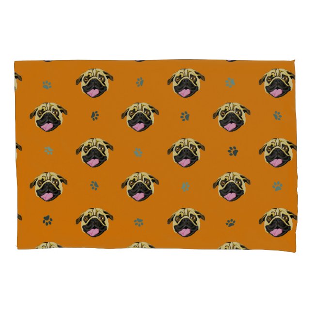 Pug Pillow Case Orange (Front)