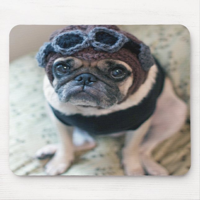Pug Pilot Mouse Mat (Front)