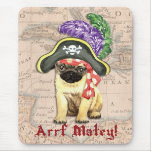 Pug Pirate Mouse Mat
