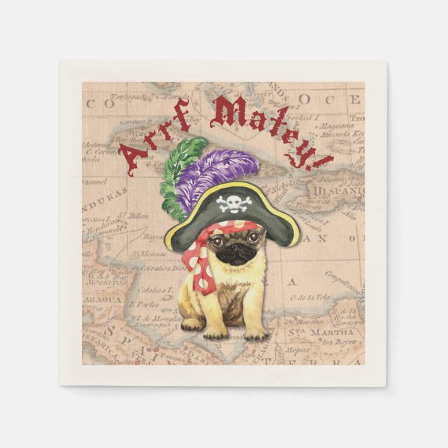 Pug Pirate Napkin (Front)