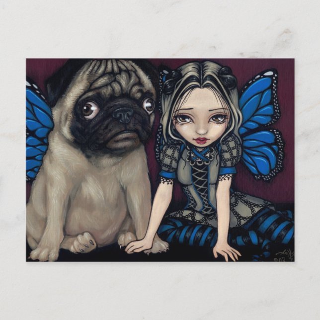 "Pug Pixie" Postcard (Front)