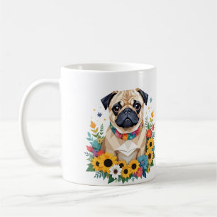 Pug Playful Adorable Fun Animal Colourful Geometri Coffee Mug