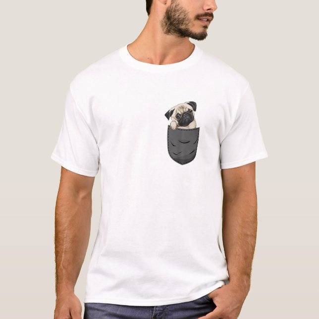 Pug Pocket Dog Chest Bag T-Shirt (Front)