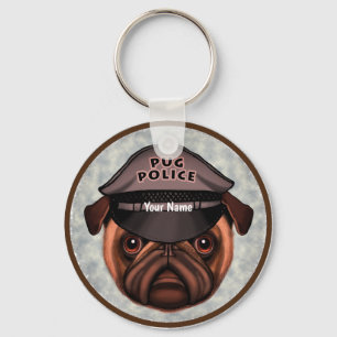 Pug Police Key Ring
