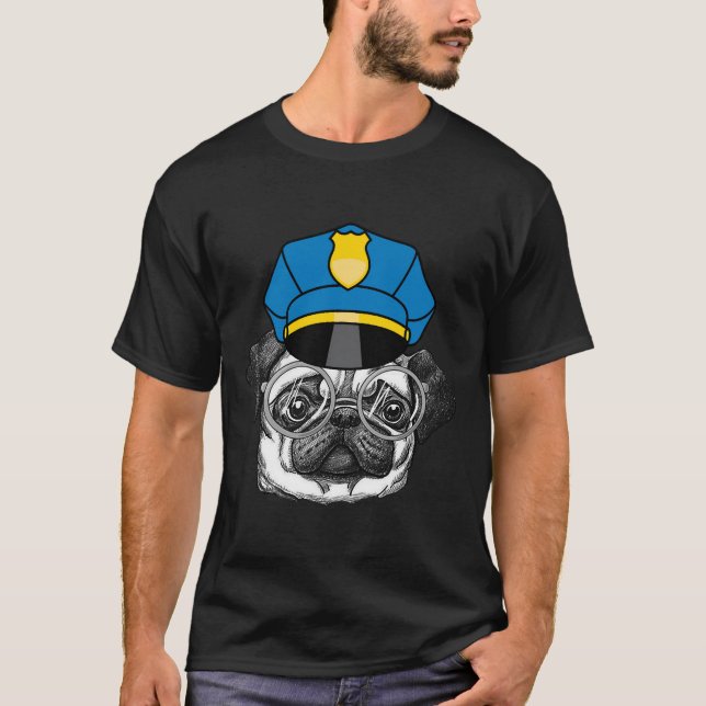 Pug Police Police Officer Pug Lover Pet Dog Pugs C T-Shirt (Front)