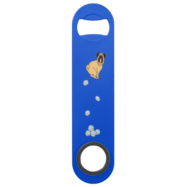 Pug Pooping Cupcakes Car Bar Key (Front)