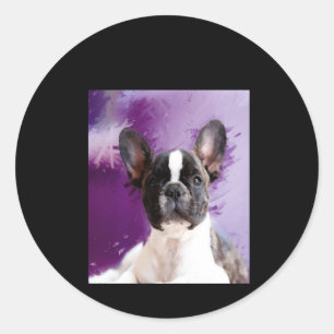 Pug Portrait Art Cute Pug Classic Round Sticker