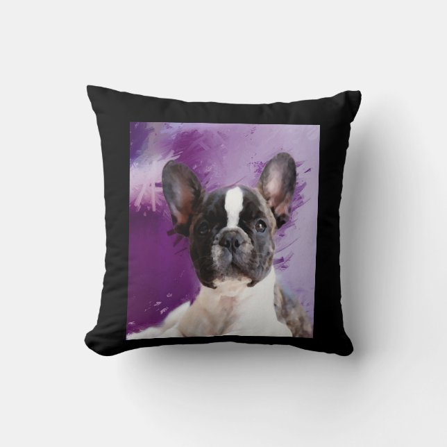 Pug Portrait Art Cute Pug Cushion (Front)