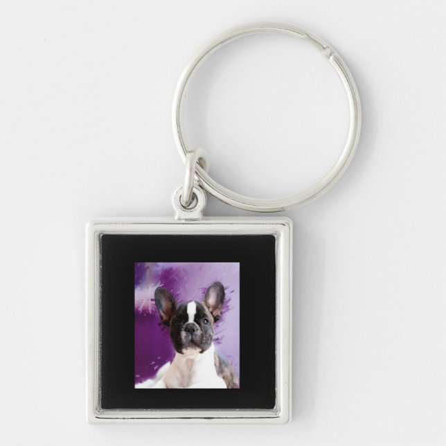 Pug Portrait Art Cute Pug Key Ring (Front)