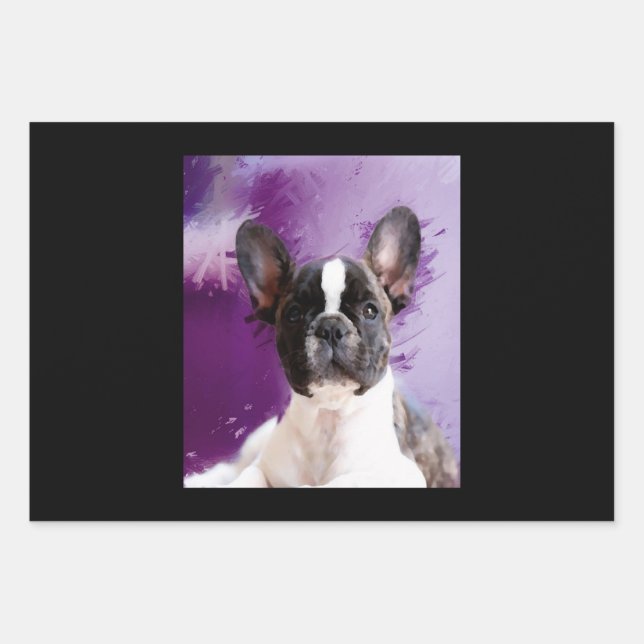 Pug Portrait Art Cute Pug Wrapping Paper Sheet (Front)