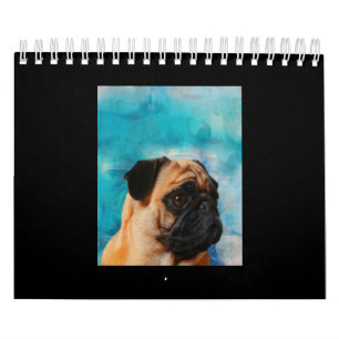 Pug Portrait Cute Pug Face Pug Lover Calendar