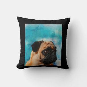 Pug Portrait Cute Pug Face Pug Lover Cushion