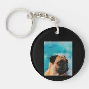 Pug Portrait Cute Pug Face Pug Lover Key Ring