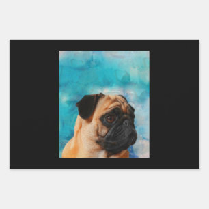 Pug Portrait Cute Pug Face Pug Lover Wrapping Paper Sheet