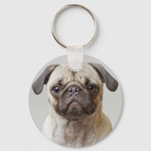 Pug Portrait Key Ring