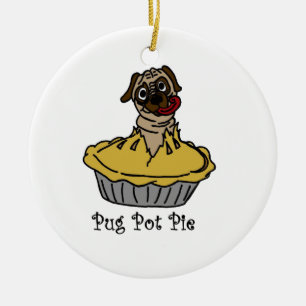 Pug Pot Pie Ceramic Tree Decoration