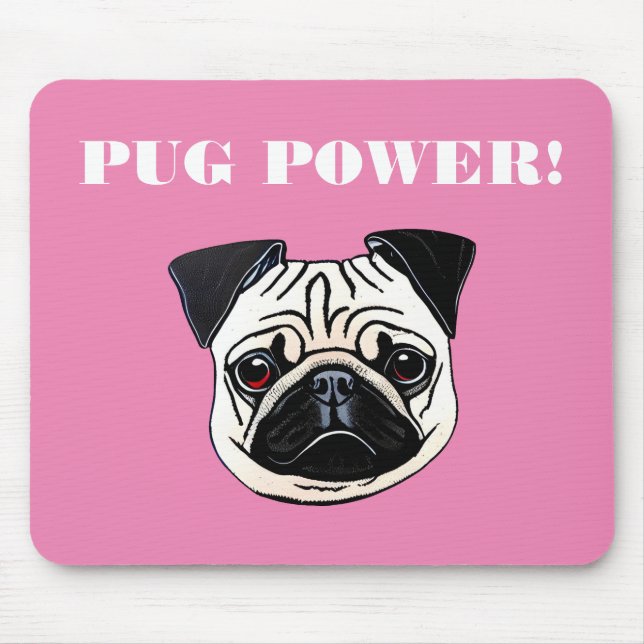 Pug Power Mouse Mat (Front)