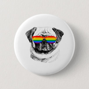 Pug Pride Sunglasses 6 Cm Round Badge
