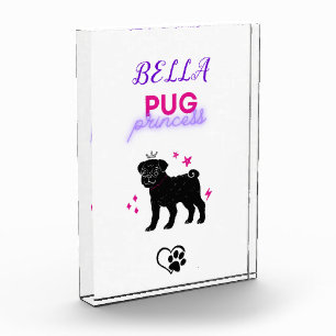 Pug Princess Pink and Purple Photo Block